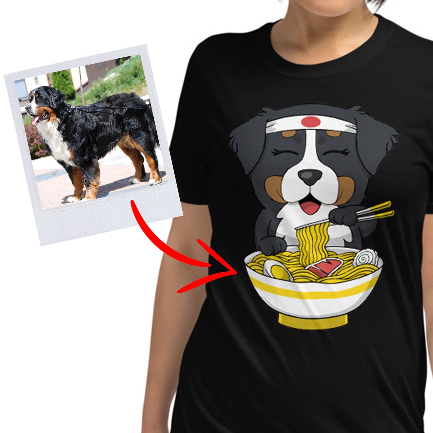 Eating Ramen Personalized Dog T-Shirt, Custom Shirt, Customized Gift