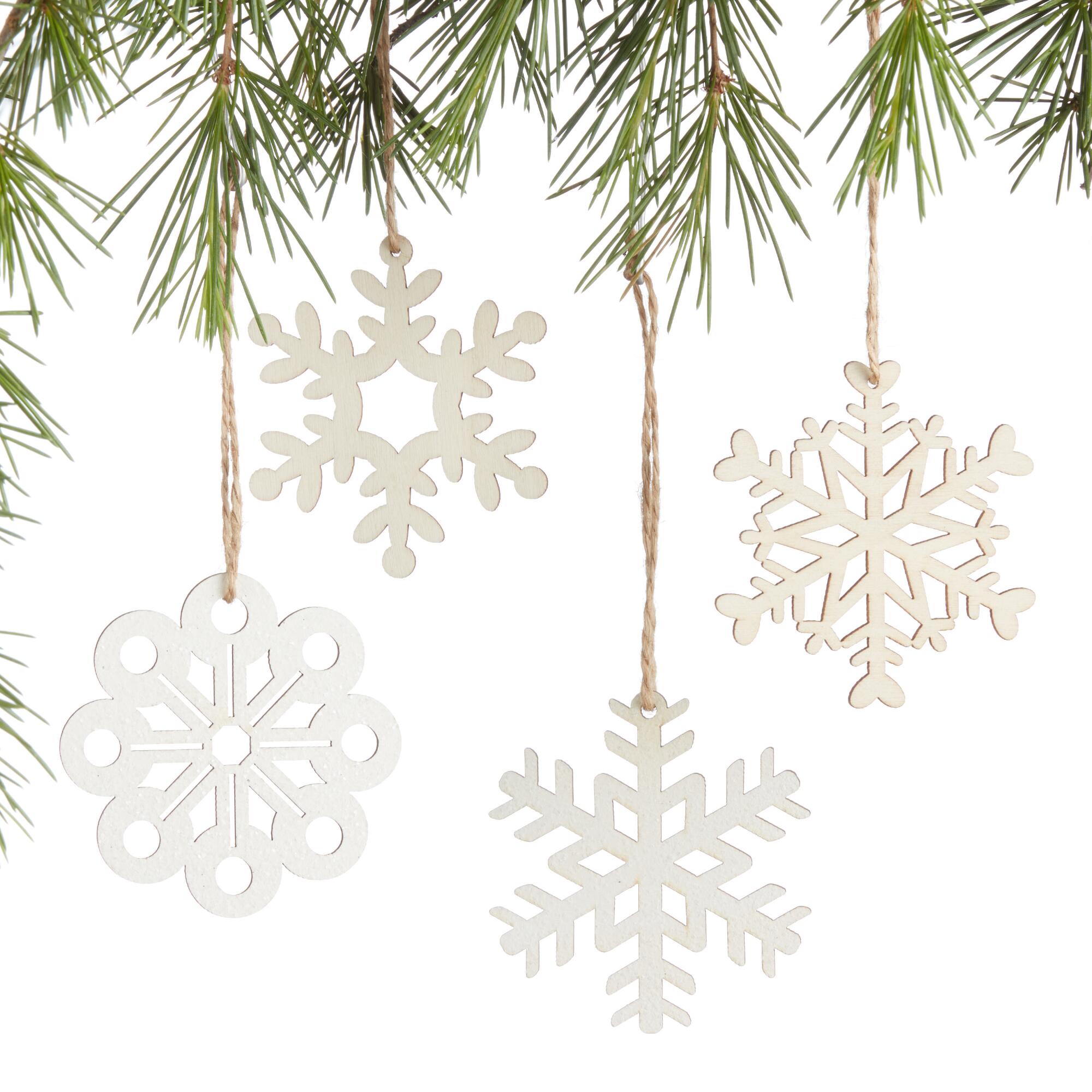 12 Pack Laser Cut Wood Snowflake Boxed Ornaments Set of 2: Natural by World Market