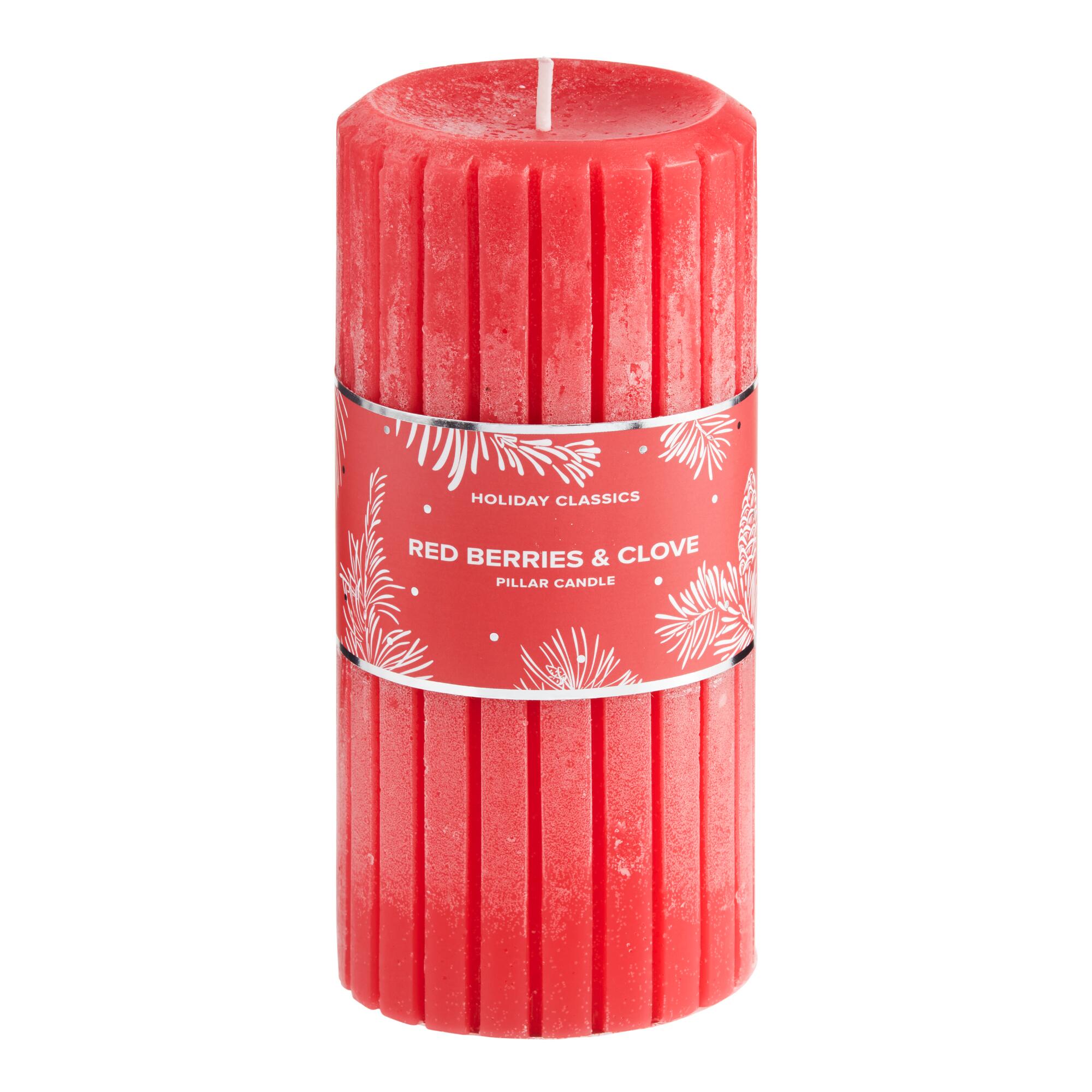 6 Inch Red Berries and Clove Pillar Candle - Scented Wax by World Market