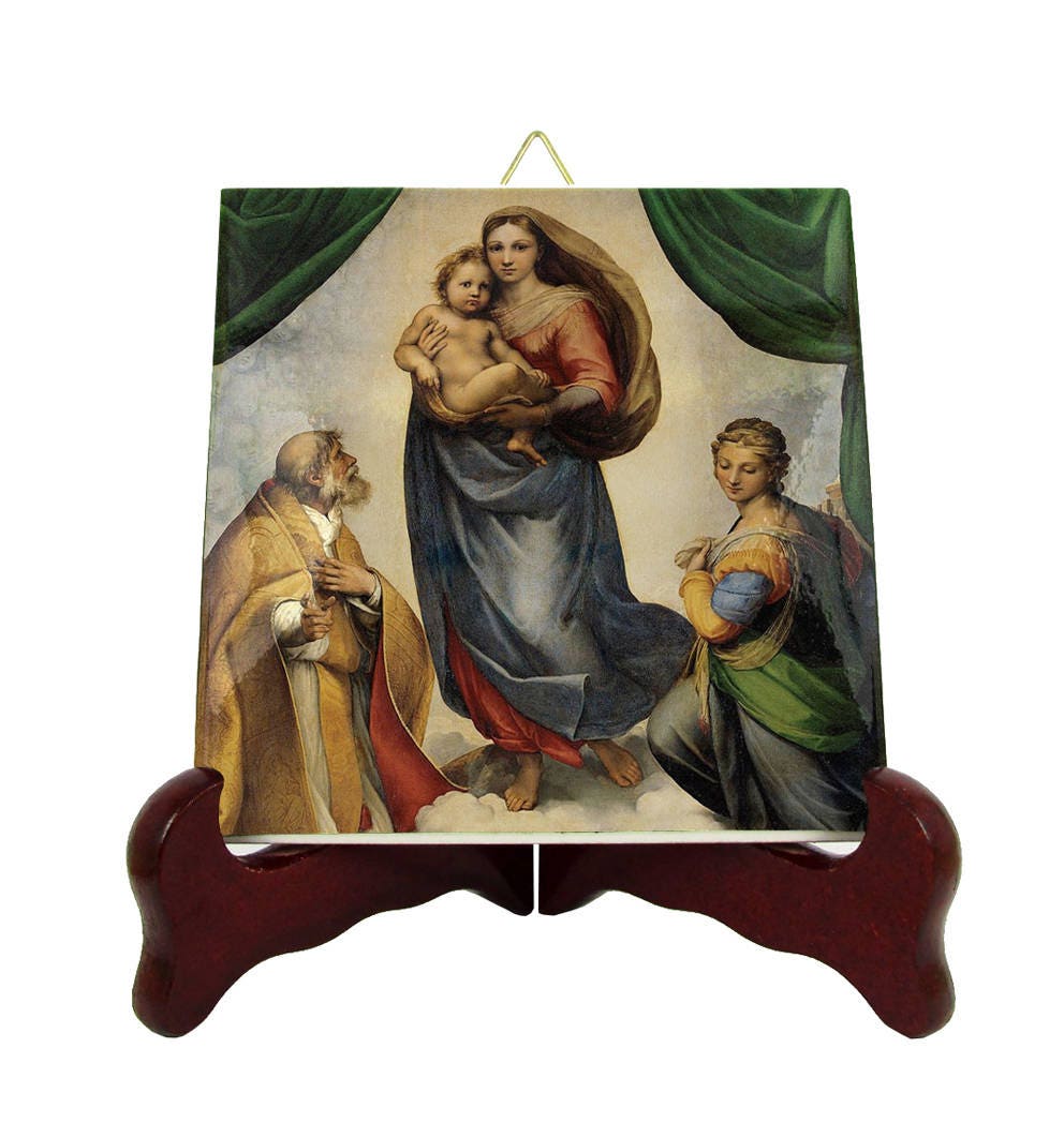 Sistine Madonna, Collectible Ceramic Tile, Virgin & Child, Madonna Religious Gift Idea For Catholic, Catholic Art