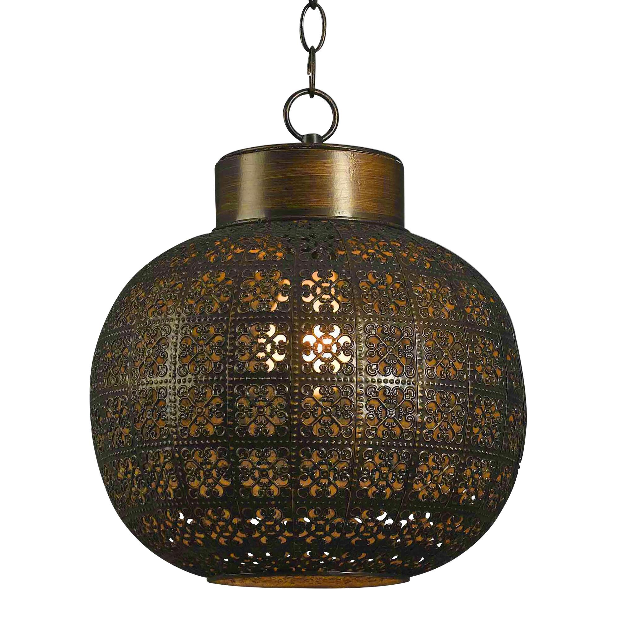 Aged Bronze Punched Metal Tile Pendant Lamp by World Market