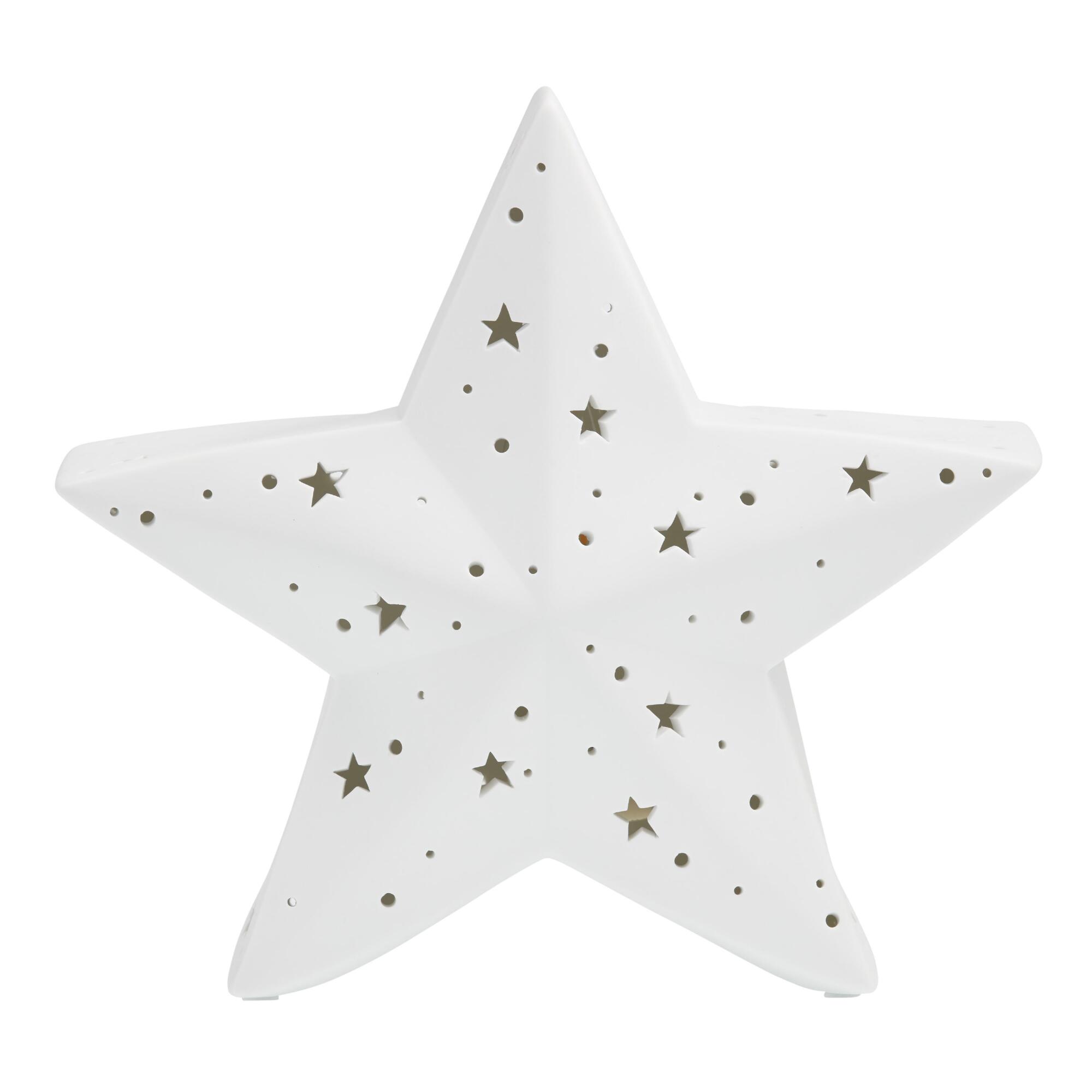 White Pierced Porcelain Star Accent Lamp - Ceramic - Small by World Market