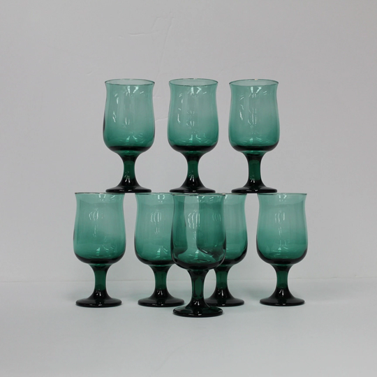 Vintage Libbey Juniper Green Wine Glasses - Set of 4