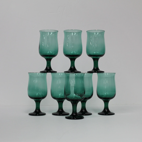 Vintage 'Libbey' Wine Glasses in 'Juniper Green' (Set of 4)