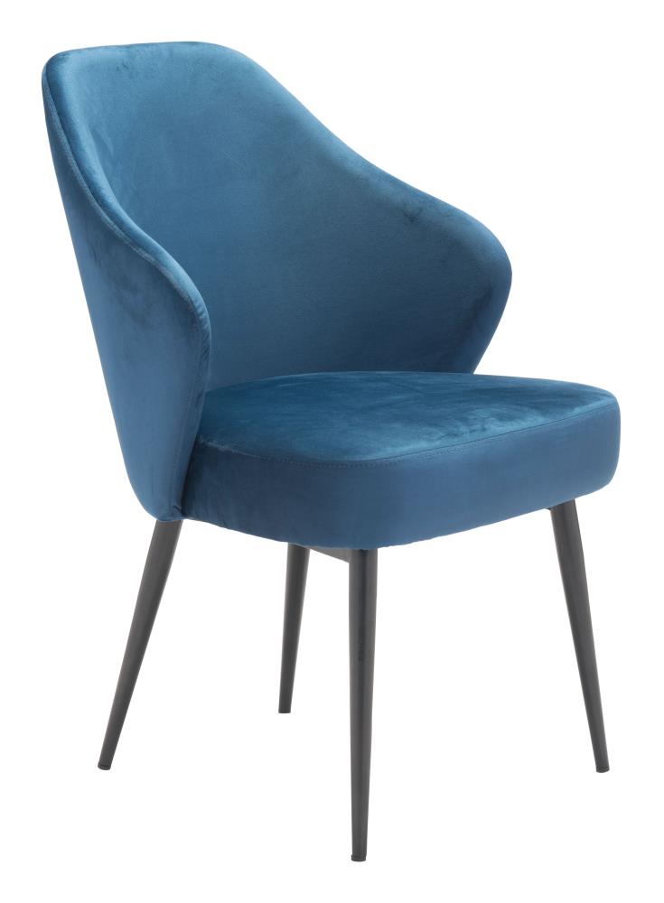 Zuo Modern Savon Contemporary/Modern Polyester/Polyester Blend Upholstered Dining Side Chair (Metal Frame) in Blue | 101074