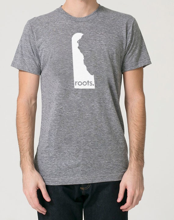 Delaware De Roots Tri Blend Track T-Shirt - Unisex Tee Shirts Size S M L Xl