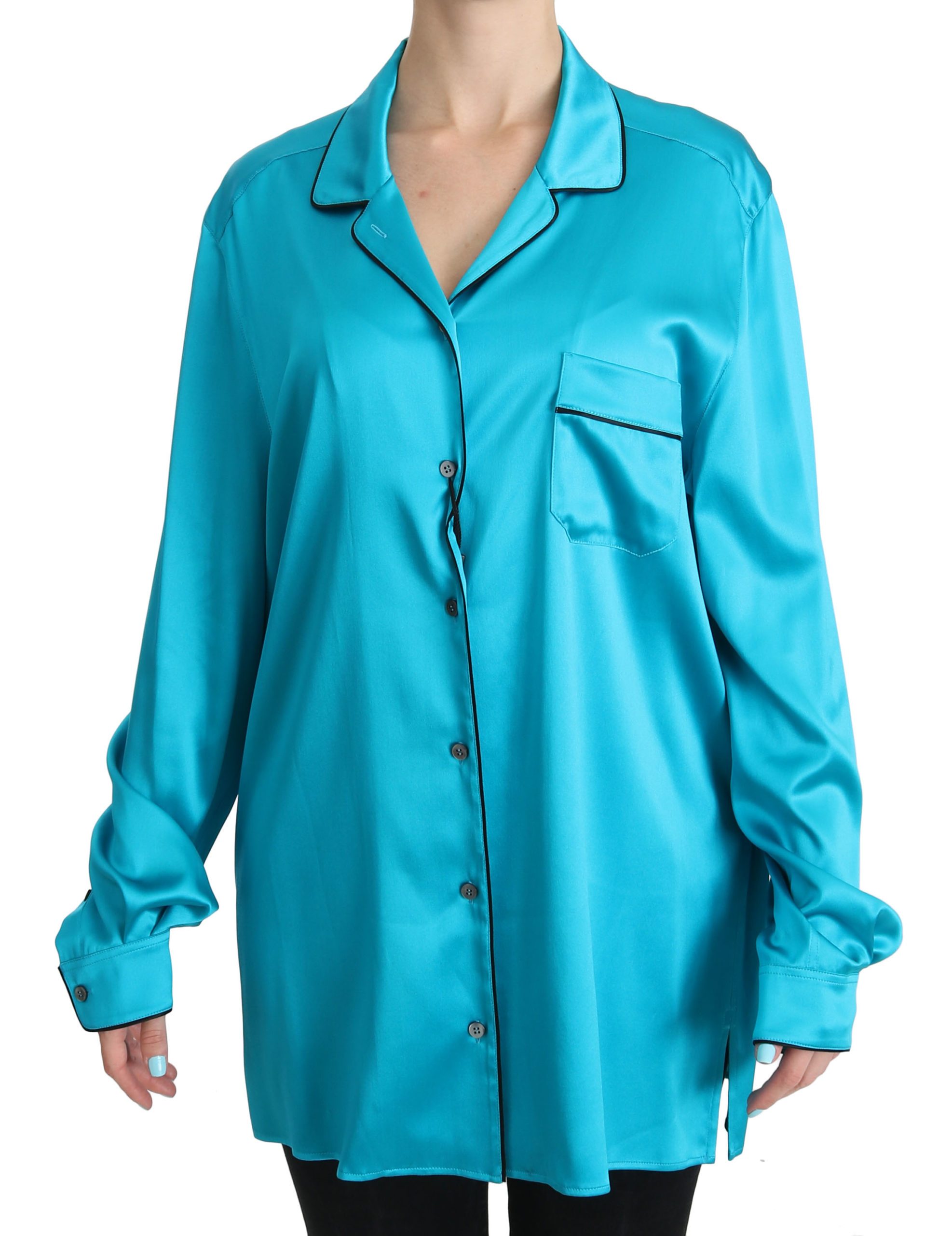 Dolce & Gabbana Women's Stretch Pyjama Shirt Blue TSH3872 - IT48|XXL