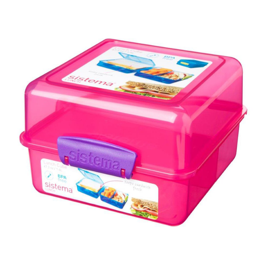 Buy Sistema 3 Compartment 1.4L Lunch Cube Box Pink Online