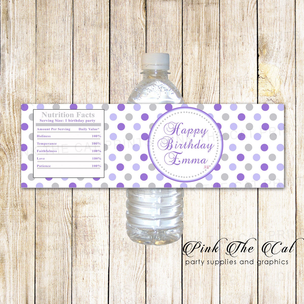 Lavender Gray Water Bottle Labels, Lavender & Baby Shower, Shower Lavender, Birthday Favors