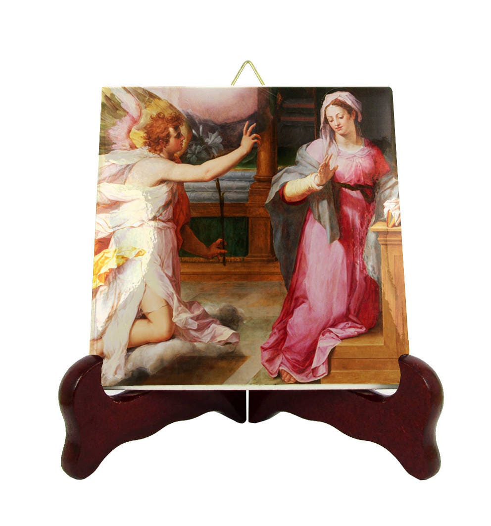 Holy Mary - The Annunciation Religious Icon On Tile Blessed Virgin Sacred Art Christian Catholic Catholic Gifts