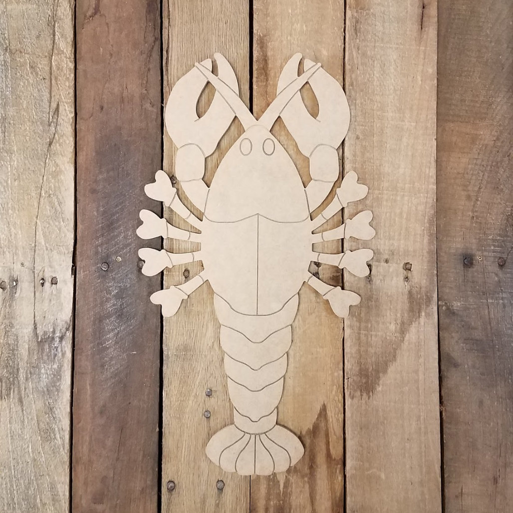 Cajun Crawfish, Wood Cutout, Shape, Louisiana Seafood Crayfish Paint By Line, Engraved Diy Paintable Craft Shape