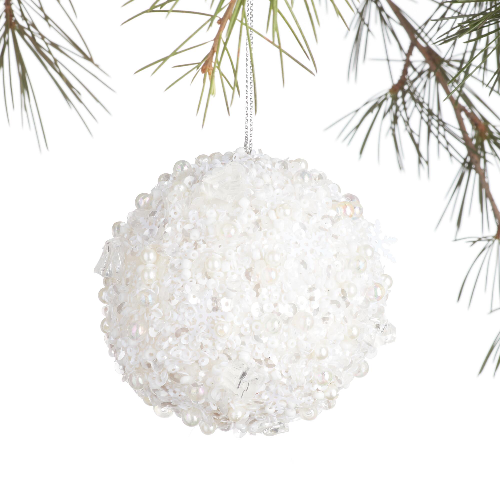 Icy Snowball Ornament: White - Acrylic by World Market
