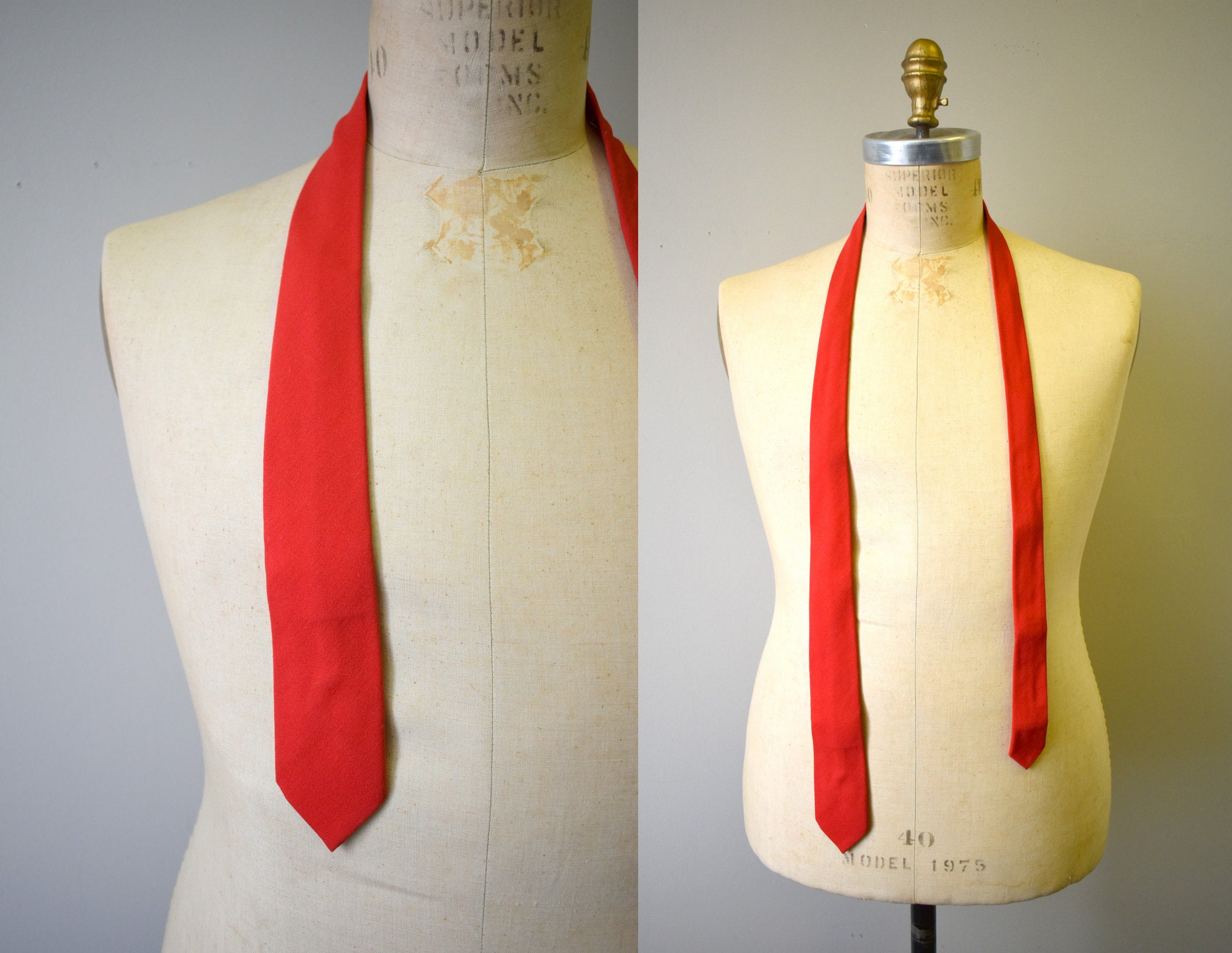 1950S Red Wool Blend Skinny Tie