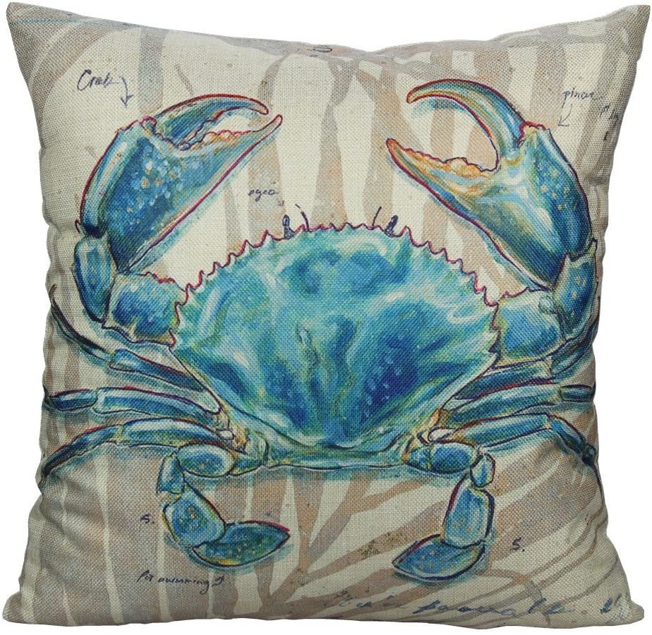 Fresh Catch Louisiana Blue Crab Rustic Throw Pillow Case Wood Background Home Decor Pillowcase Cotton Linen Boil Seafood Decorative