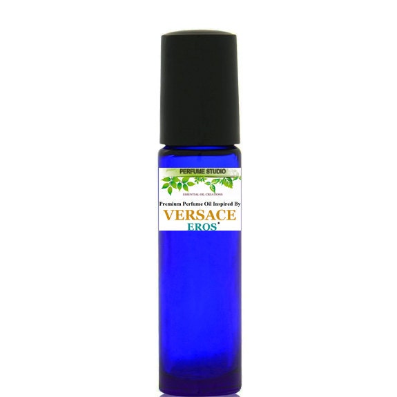 Custom Blend Premium Perfume Oil - Similar Base Notes Of Eros Cologne For Men in A 10Ml Blue Cobalt Glass Roller Bottle