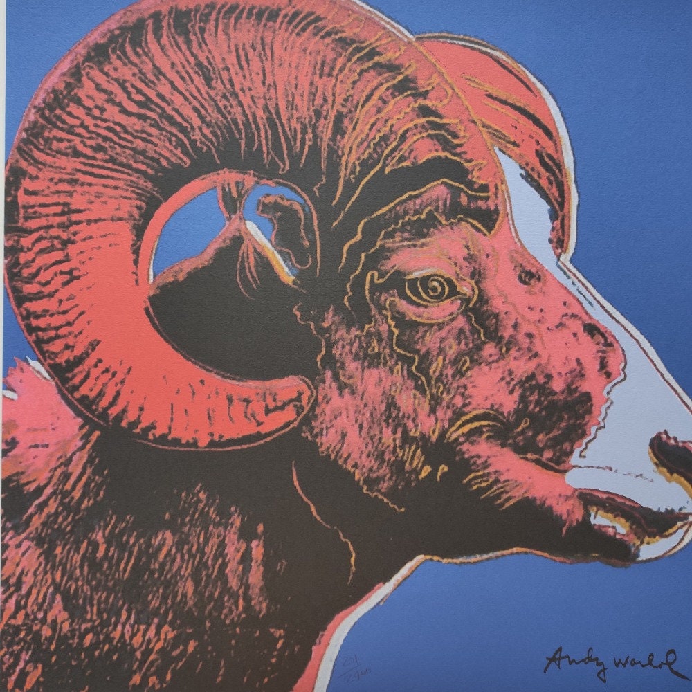 Andy Warhol Bighorn Ram cmoa Certificate | Andy Signed, Wall Art, Lithograph, Zebra Birthday