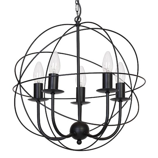 Kattokruunu Globe 5-lamppuinen, musta