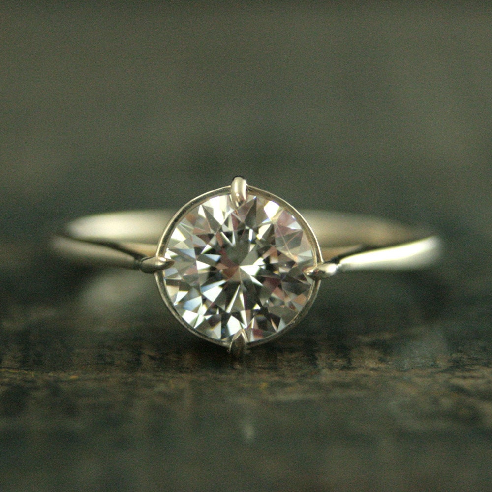 Elegant Cubic Zirconia Filigree Engagement RingSterling Silver RingNsew Prong SettingAntique Style Ring