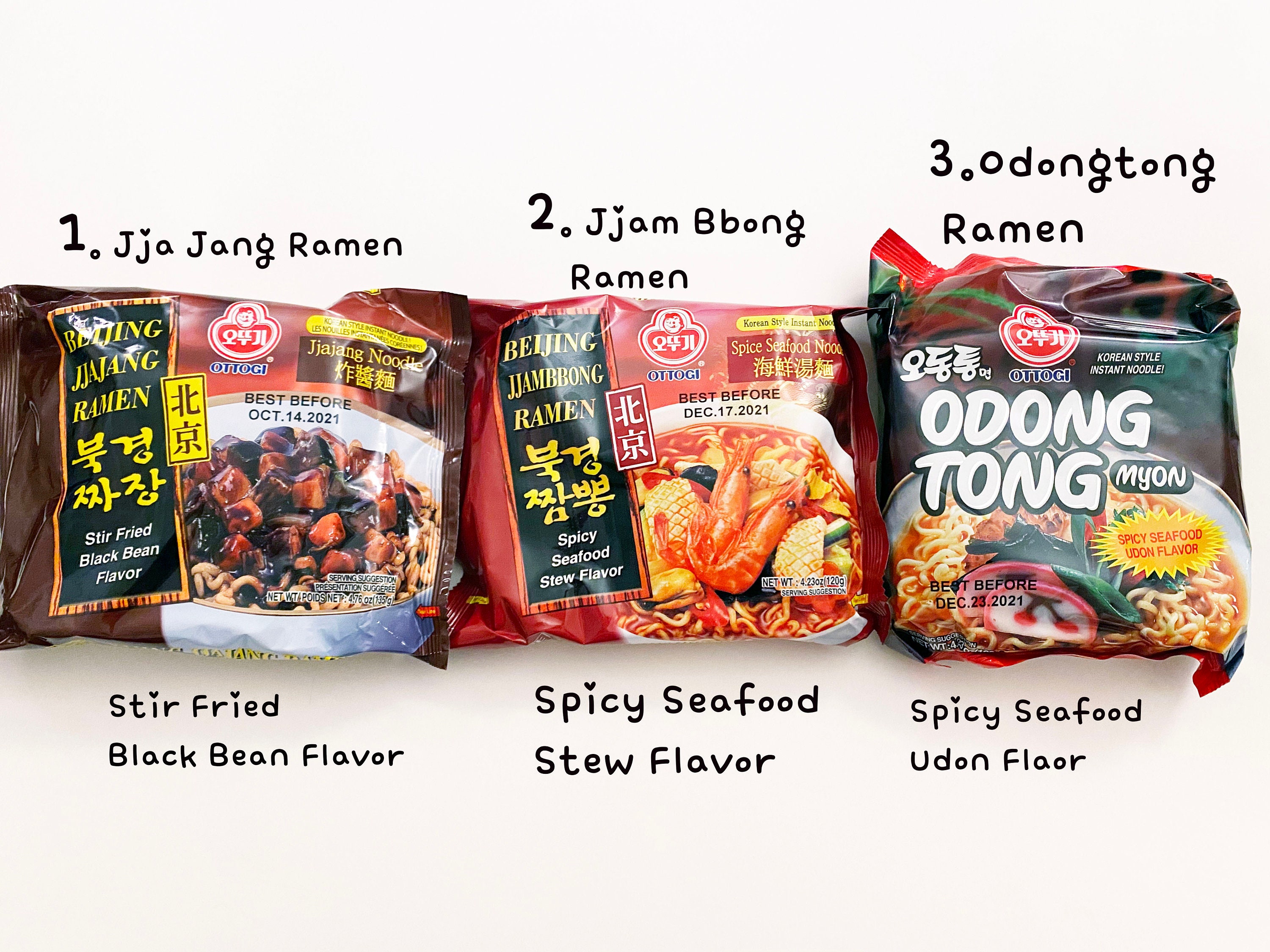 2 Pcs Korean Ramen Set Choose Your Flavors Jja Jang, Jjam Ppong, Odongtong, Spicy Or Mild