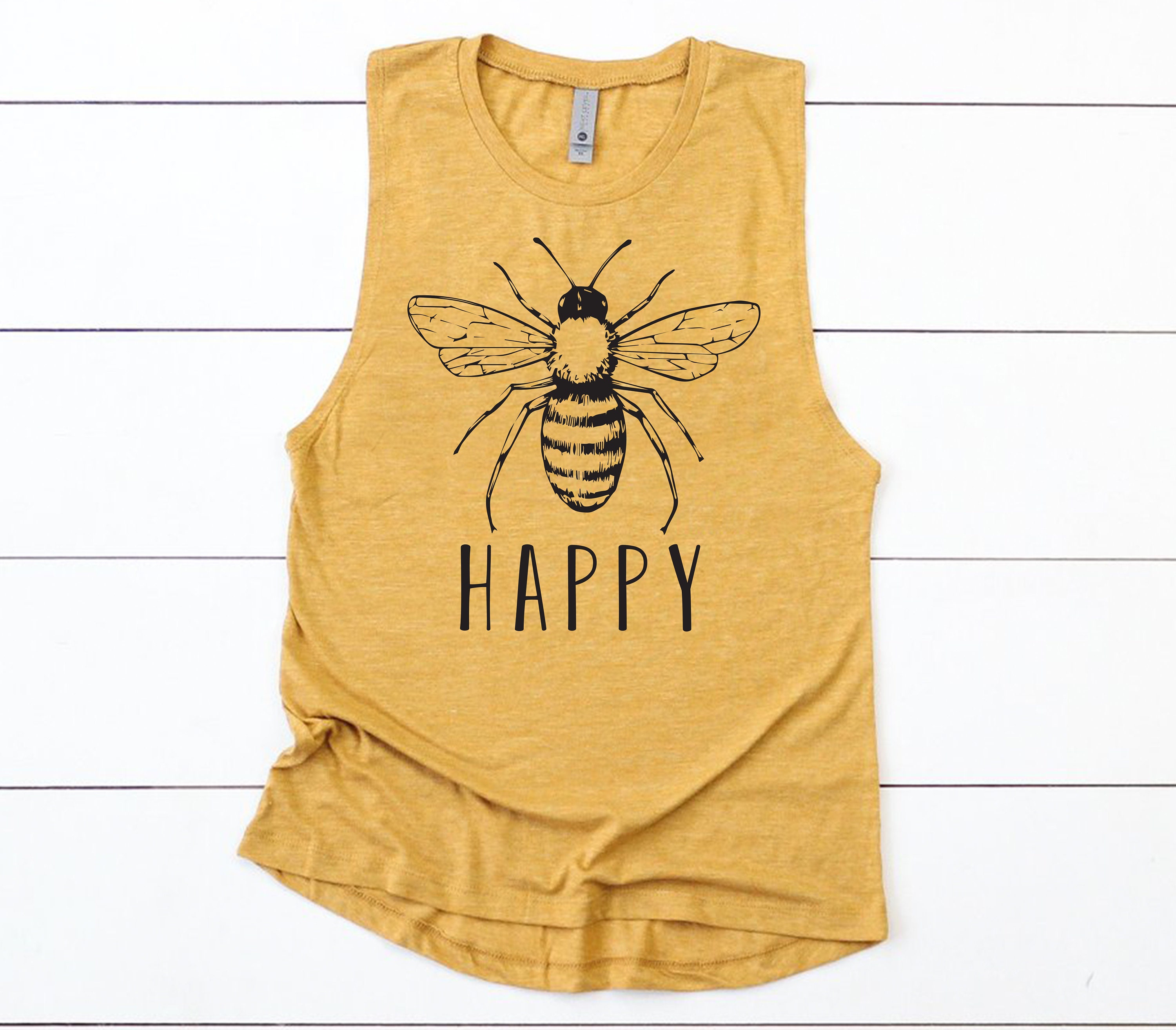 Bee Happy Cute Womens Spring Tank Top Muscle Shirt Bees Save Earth Gift For Mom