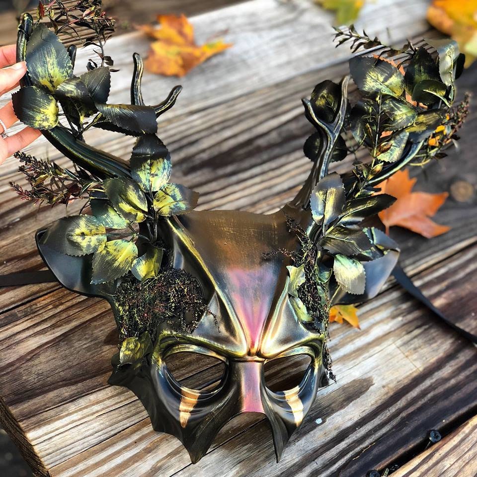 Deer Ram Horns Headband Mask Whimsical Party Animal Masquerade Enchanted Forest & For Holiday Parties