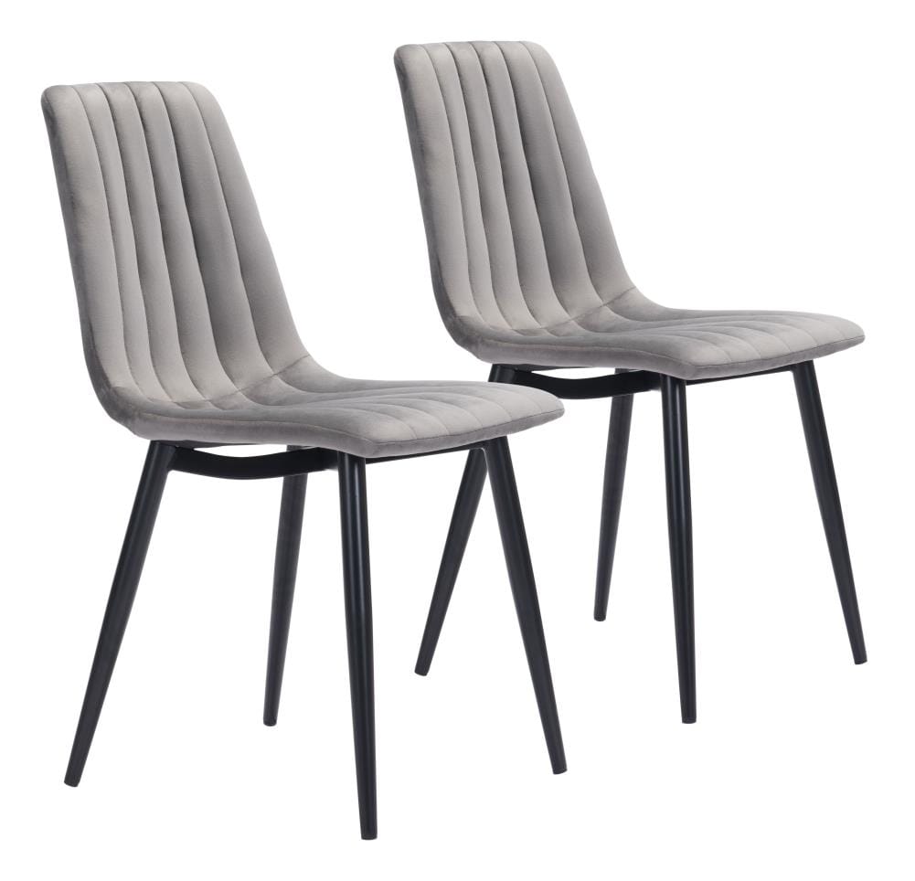 Zuo Modern Set of 2 Dolce Contemporary/Modern Polyester Blend Upholstered Side Chair (Metal Frame) in Gray | 101554