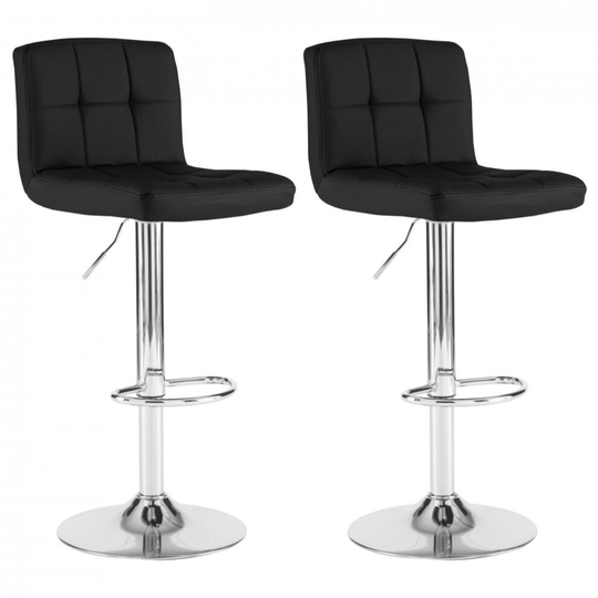 Buy Neo 2x Black Faux Leather Cuban Swivel Bar Stools online