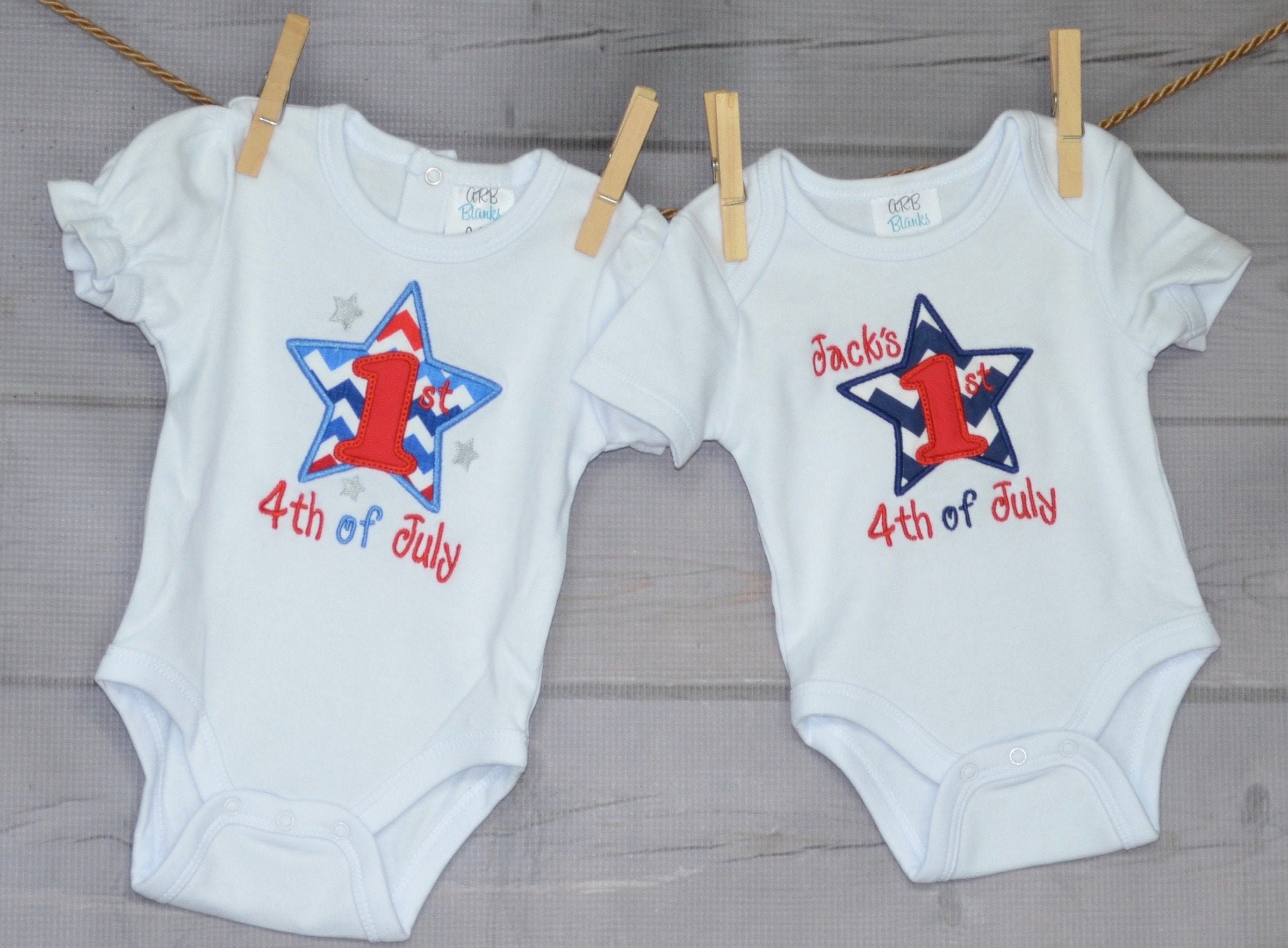 Personalized My First 1St 4Th Of July Patriotic Star Applique Shirt Or Bodysuit Girl Boy