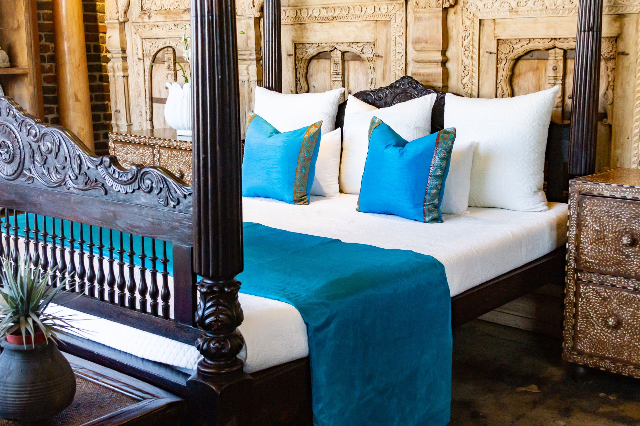 Turquoise Silk Blend Duvet Cover, Dupion Bed Cover, Elegant Duvet, Bed Cover, Aqua Blue Duvet, Moroccan Silkduvetcover