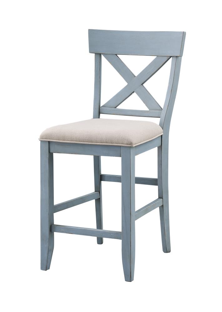 Coast to Coast Set of 2 Bar Harbor Polyester/Polyester Blend Upholstered Dining Side Chair (Wood Frame) in Blue | 40300