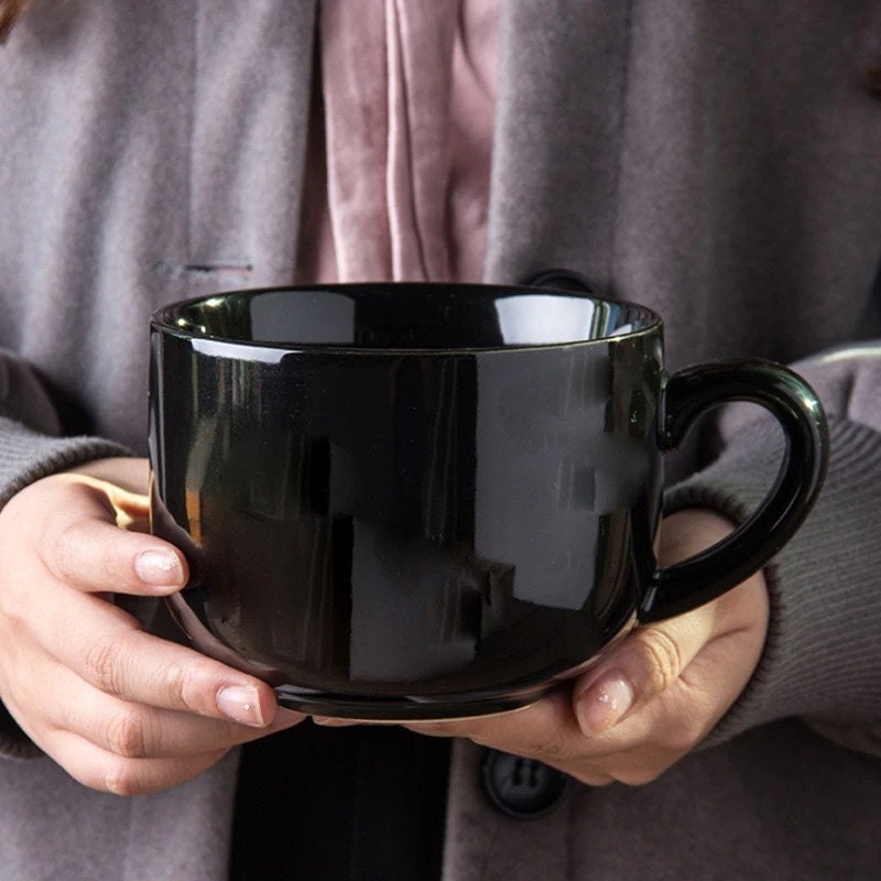 Large Minimalistic Ceramic Cereal Mug | Creative Bowl Perfect For Tea, Coffee, Water, Ramen, Noodles, & More Unique Tableware