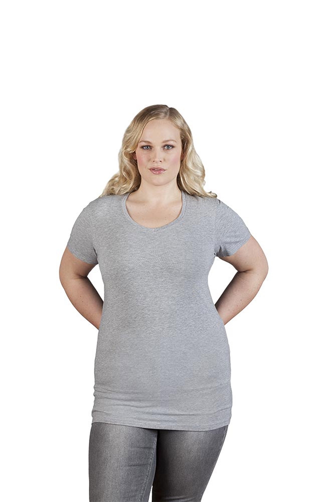 Slim-Fit V-Ausschnitt T-Shirt "Lang" Plus Size Damen, Sportgrau, XXXL