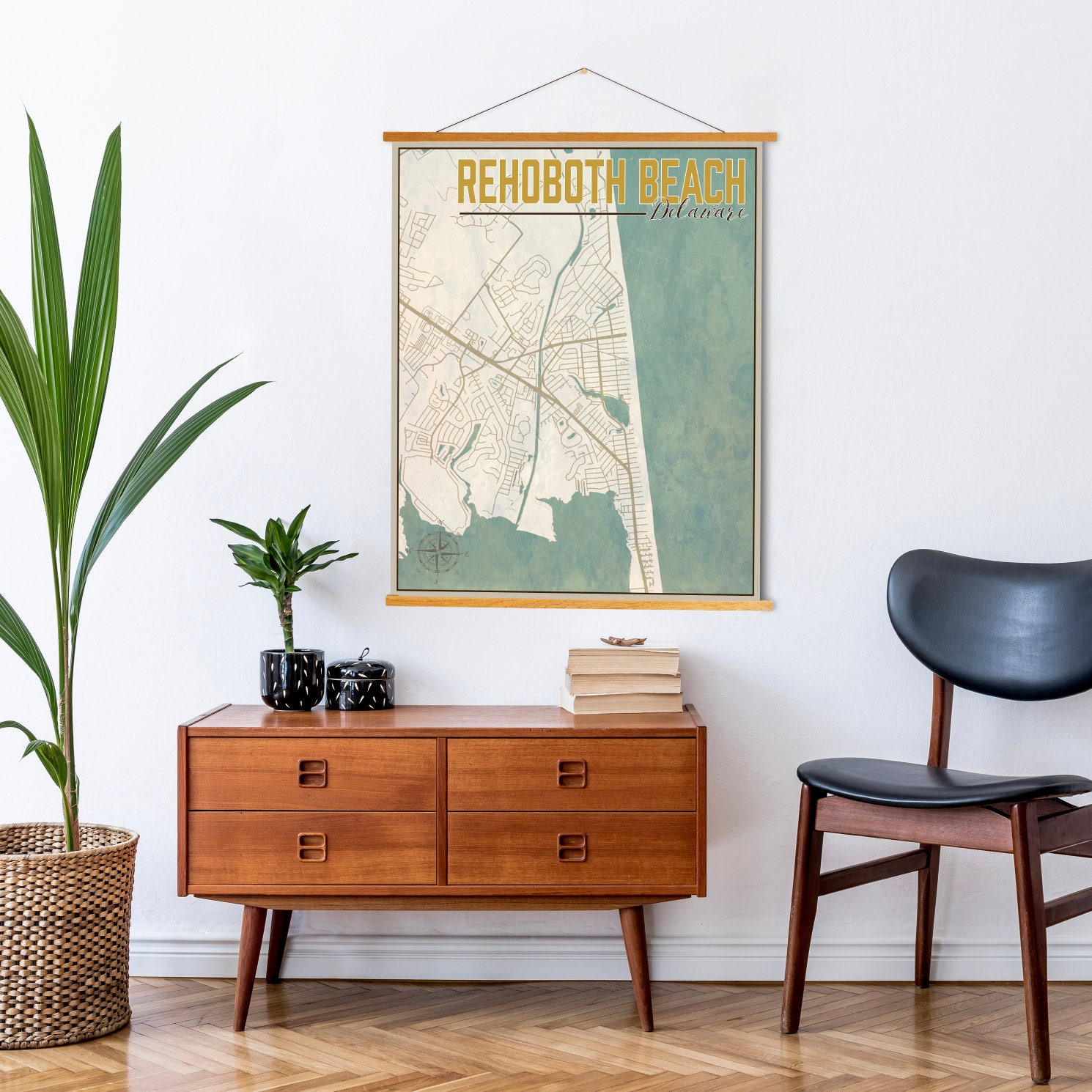 Rehoboth Beach Delaware Street Map | Hanging Poster Of Printed Marketplace