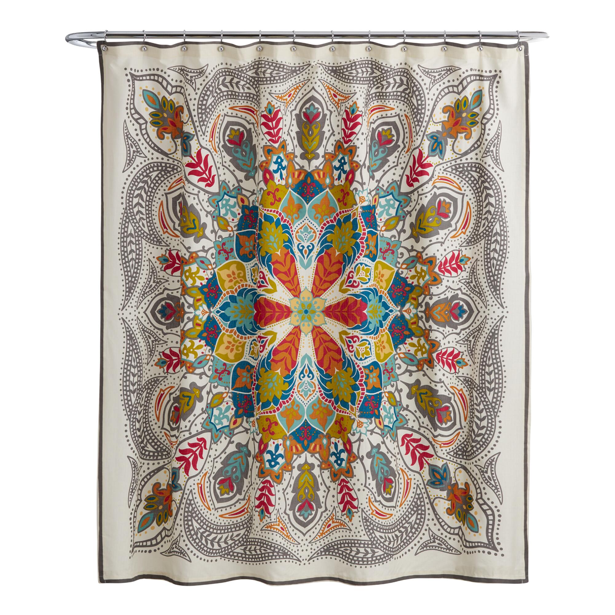 Andana Medallion Shower Curtain: Multi - Cotton by World Market