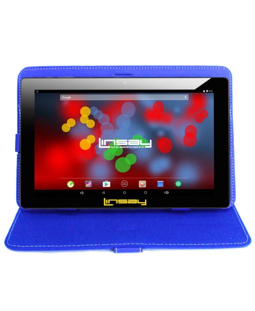 LINSAY 10.1-in Wi-Fi Only Android 10 Tablet with Accessories with Case Included | F10XIPSBCBLUE