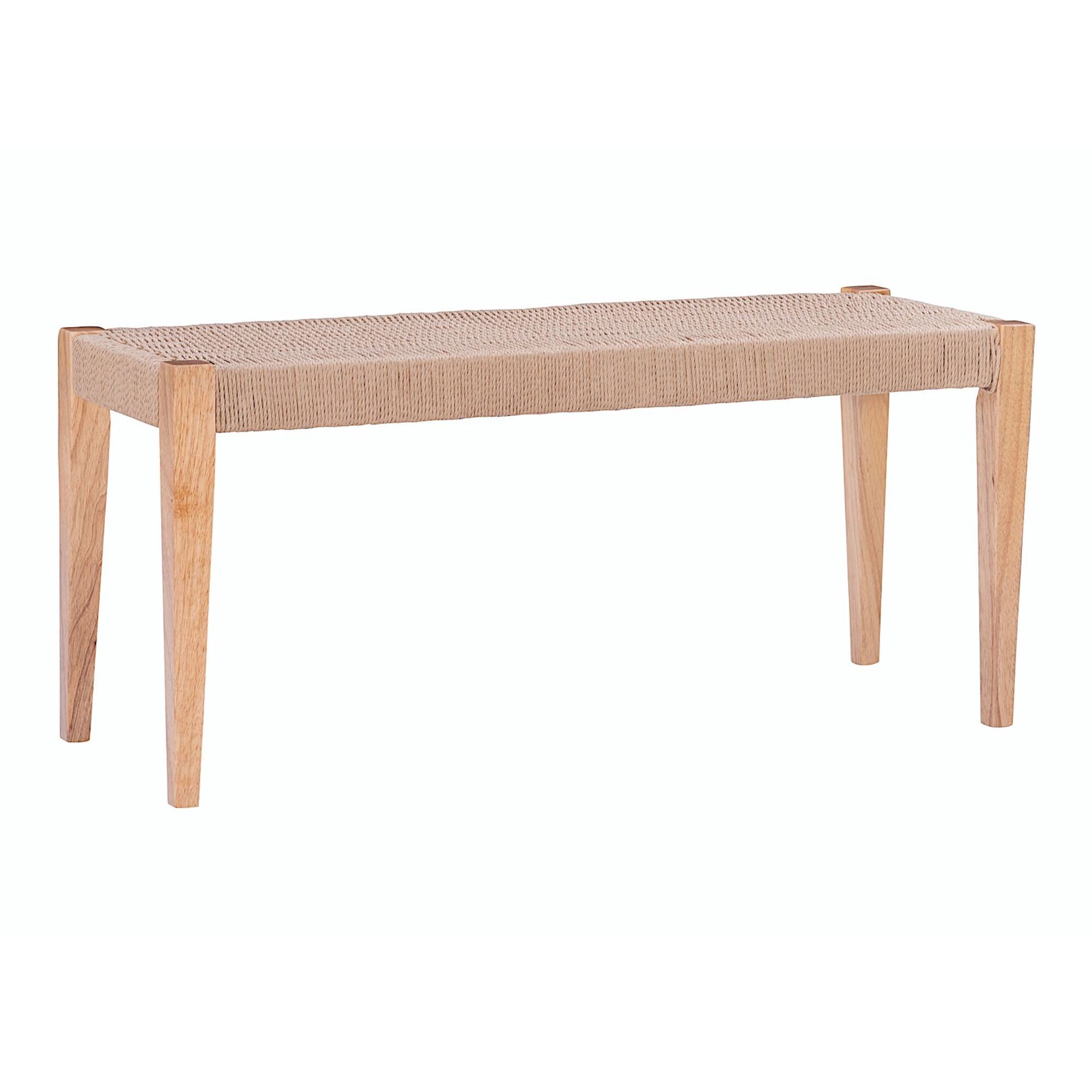 Wood and Woven Rope Morgan Dining Bench: Brown by World Market