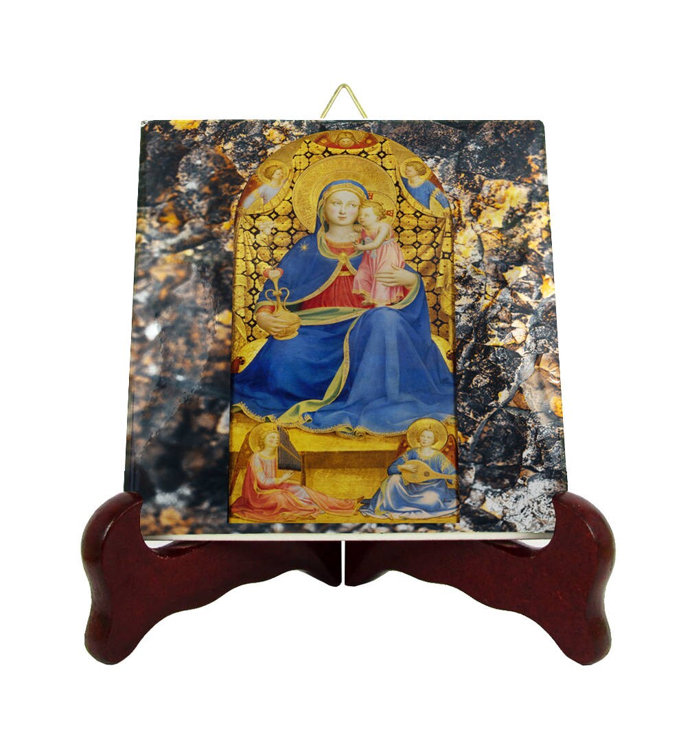 Catholic Decor - Virgin Of Humility Icon On Ceramic Tile Reinassance Art From A Religious Painting By Fra Angelico Icons