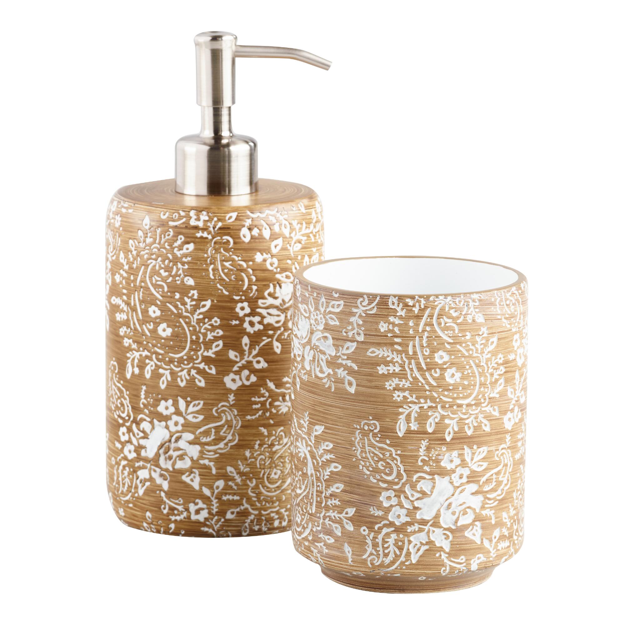 Paisley Carved Resin Bath Accessories Collection by World Market