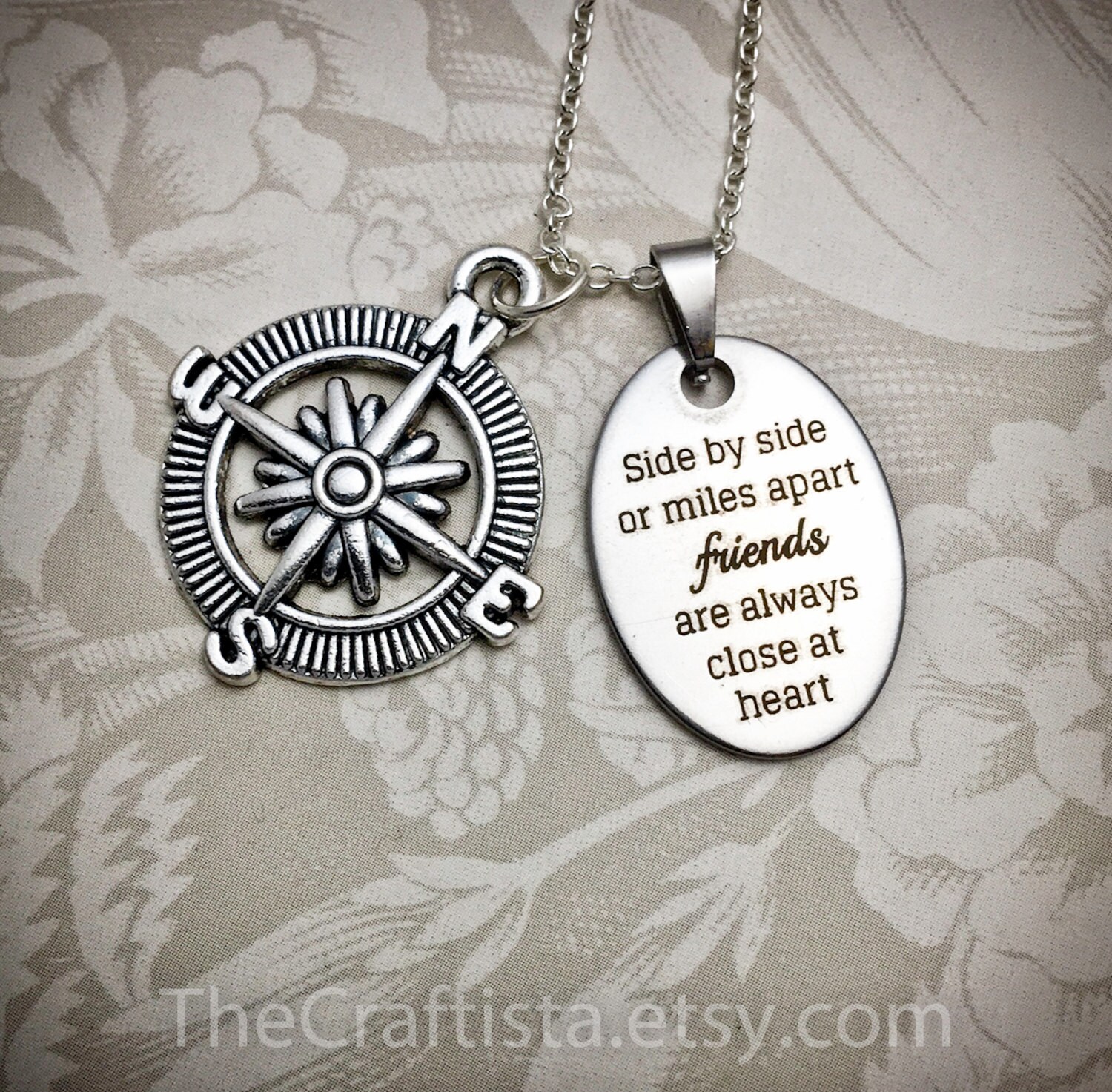 Friendship Necklace - Fr12 Gifts For Friends, Compass Necklace, Jewelry, Charm, Bff Graduation