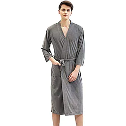 Buy Men's Pajamas Sleepwear Bath Robe Pure Color Kimono Robes Bed Spa Cotton  Blend Breathable Long Sleeve Fall Spring Green Black Lightinthebox Online