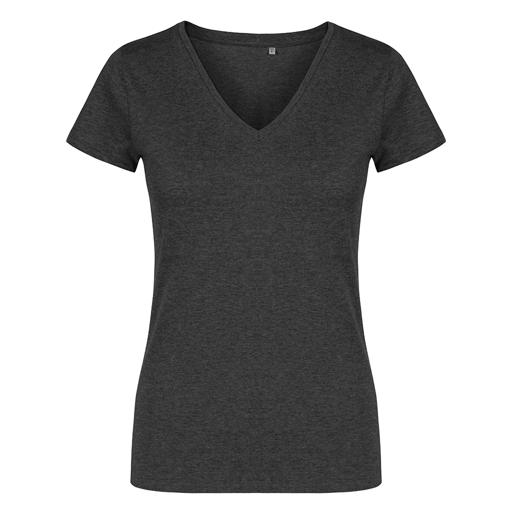 X.O V-Ausschnitt T-Shirt Plus Size Damen, Schwarz-Melange, XXL