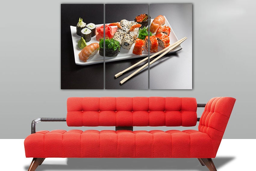 Sushi Canvas Kitchen Decor Japanese Food Art Rice Wall Food Print Japan Dcor Caf Asian Fish Seafood