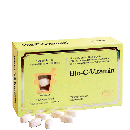 Bio-C-Vitamin, 750 mg, syraneutral, 120 tabletter