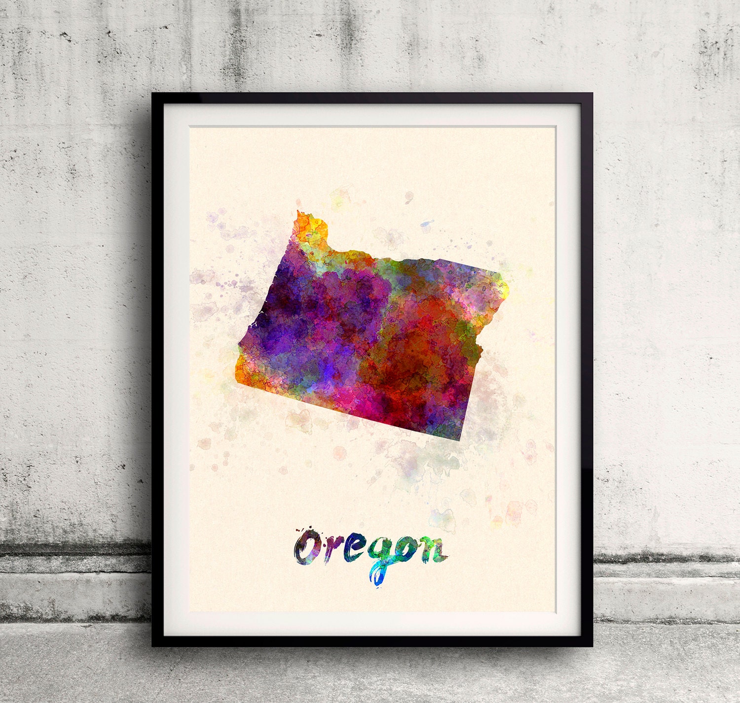 Oregon Us State in Watercolor Background 8x10 In. To 12x16 Poster Digital Wall Art Illustration Print Art Decorative - Sku 0424