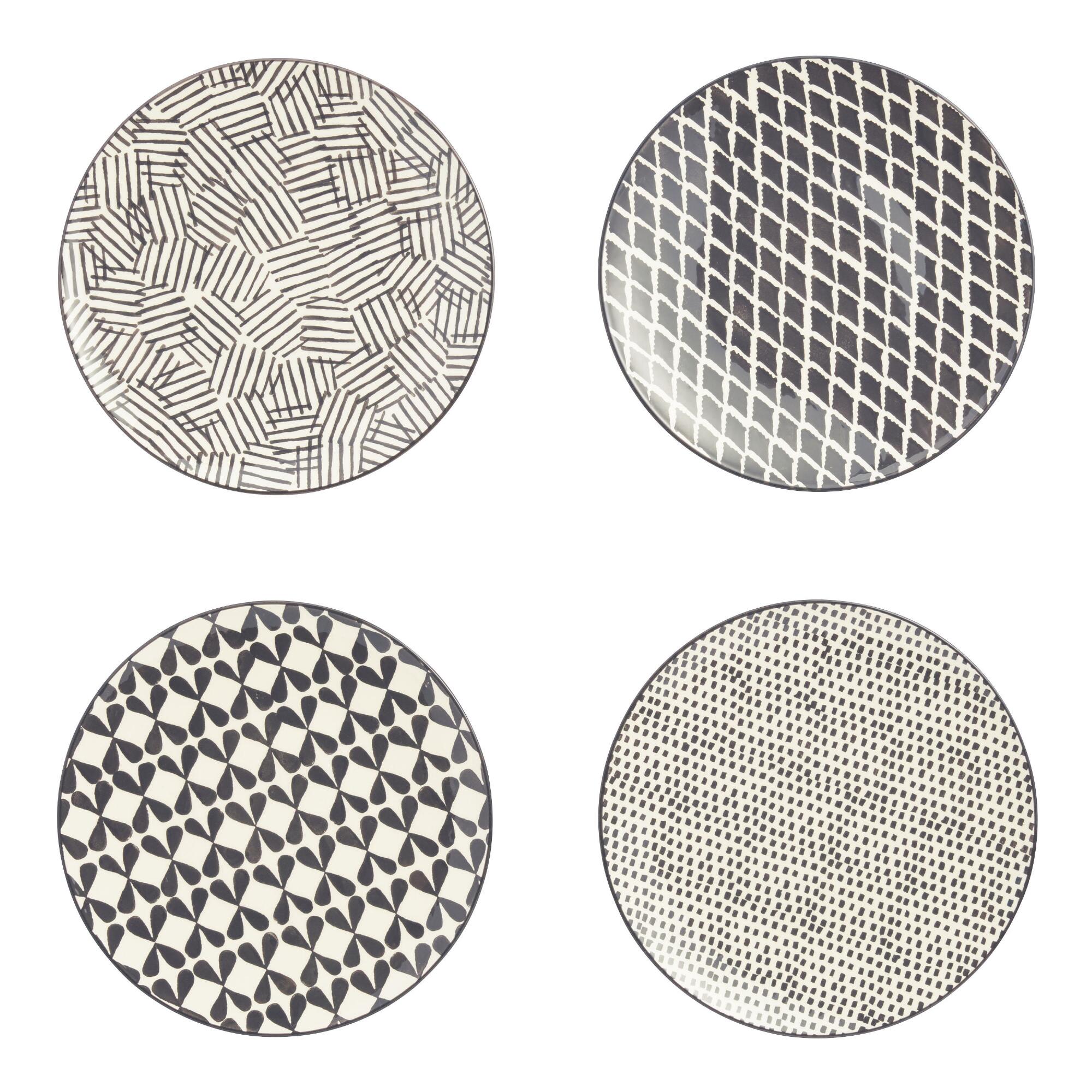 Charcoal and Ivory Alvaro Dinner Plates Set of 4: Gray - Earthenware by World Market
