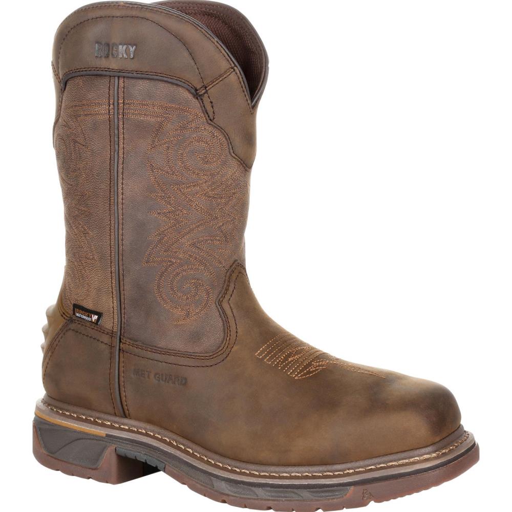 Rocky Size: 8.5 Medium Mens Distressed Brown Waterproof Work Boots Rubber | RKW0288 M 085