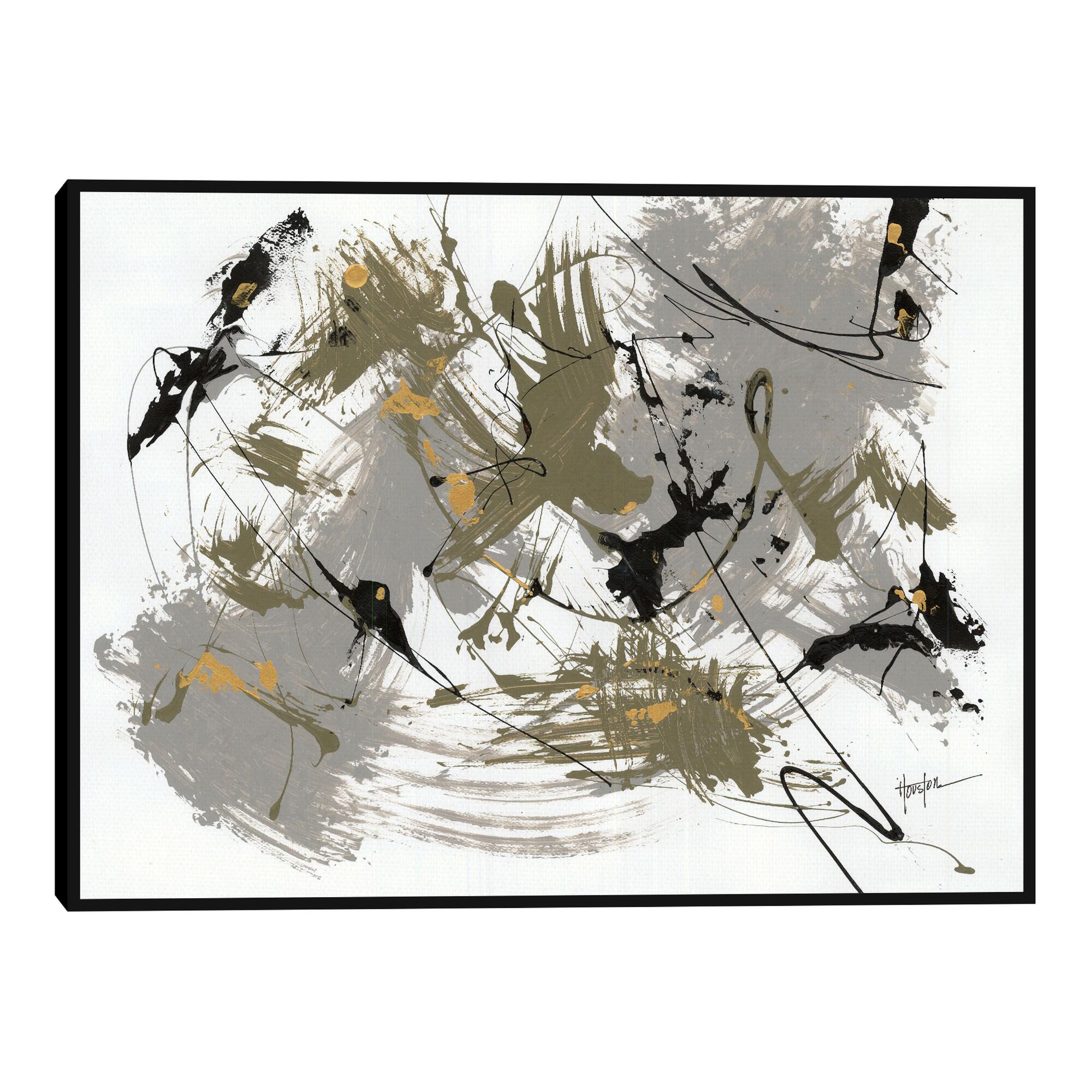 Black & Gold 1 by Dan Houston Framed Canvas Wall Art: Gray/Multi by World Market