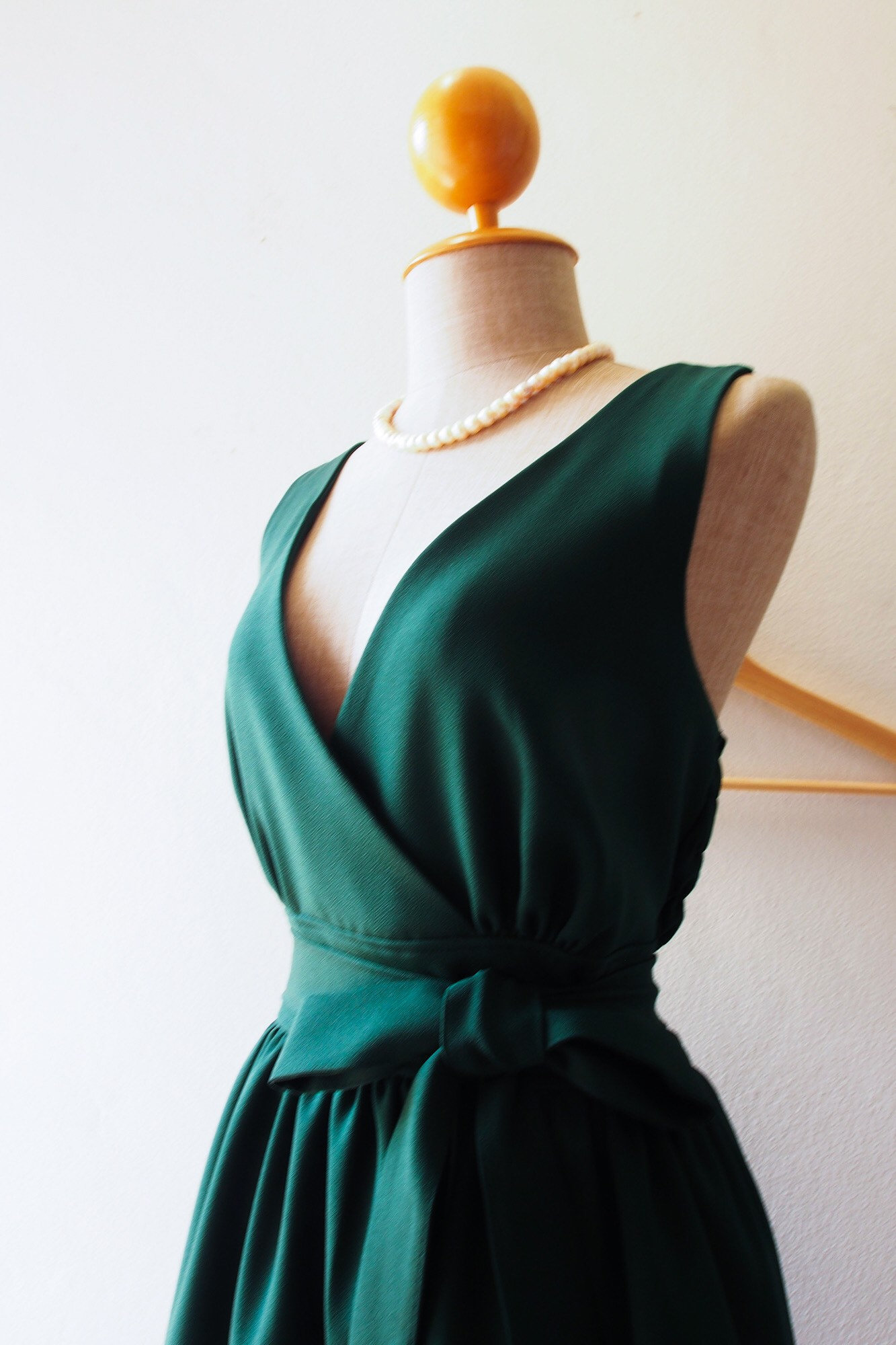 Green Bridesmaid Dress Forest Party V Neck Vintage Retro Sundress Summer Swing Dance Outfit - Flawless