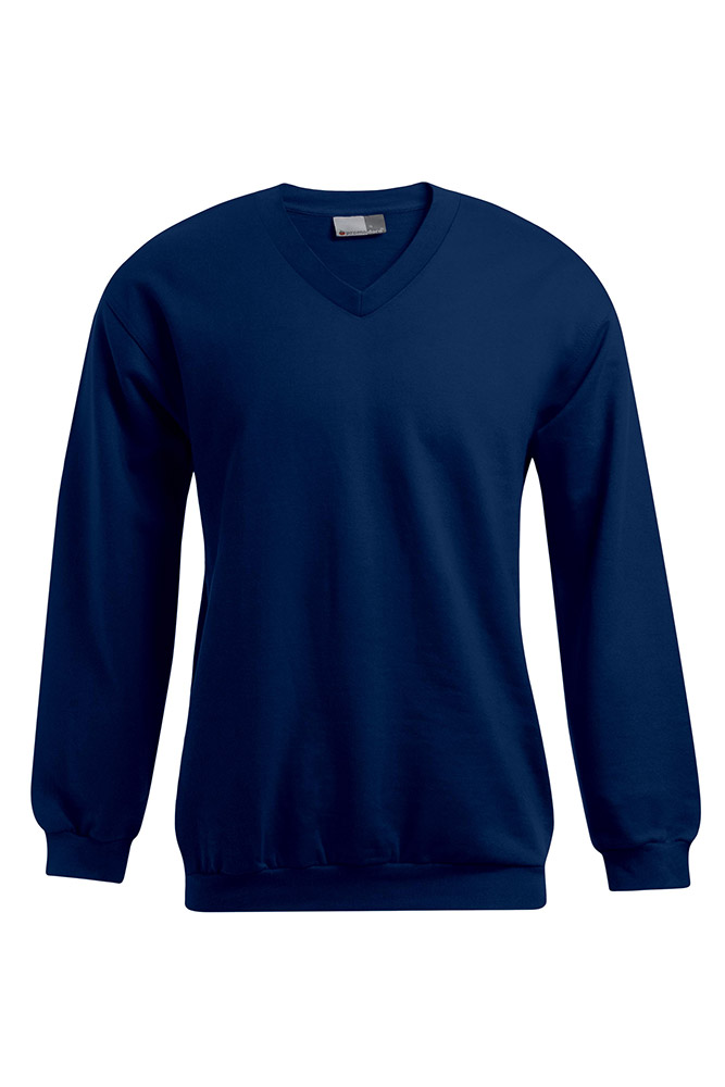 Premium V-Ausschnitt Sweatshirt Plus Size Herren, Marineblau, XXXL