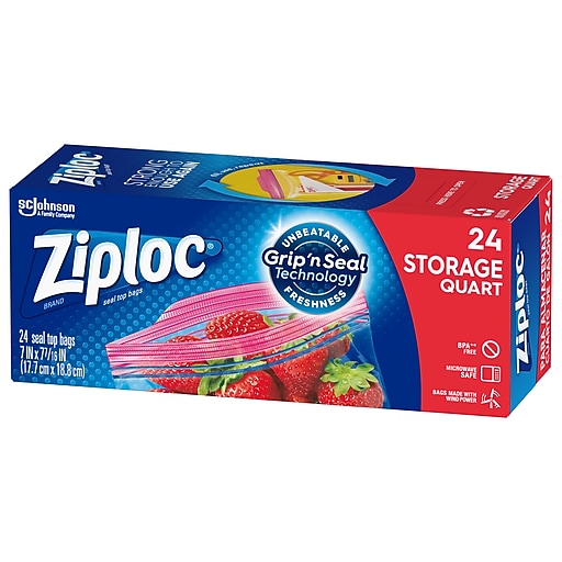 Ziploc Medium Storage Bags, 1 Qt., 24/Carton (314466)
